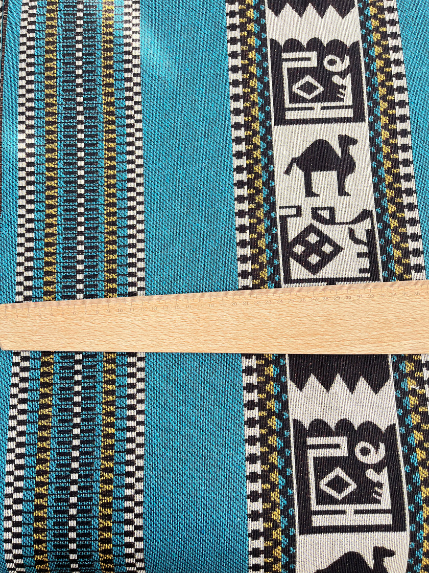 Ağır Ağırlık Kalın Jakarlı Pamuklu Kumaş Metre 400/m2 - Döşemelik Geleneksel Anadolu Etnik Desenli - Döşemelik Kumaşlar. %70 Pamuk %30 Polyester - 140 cm Genişlik. Halı Dokuma Mavi, Kırmızı, Sarı, Siyah Çok Renkli Seçenekler