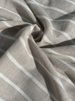 Gray- White Striped Linen Organic Cotton Blended Fabric By The Meter.