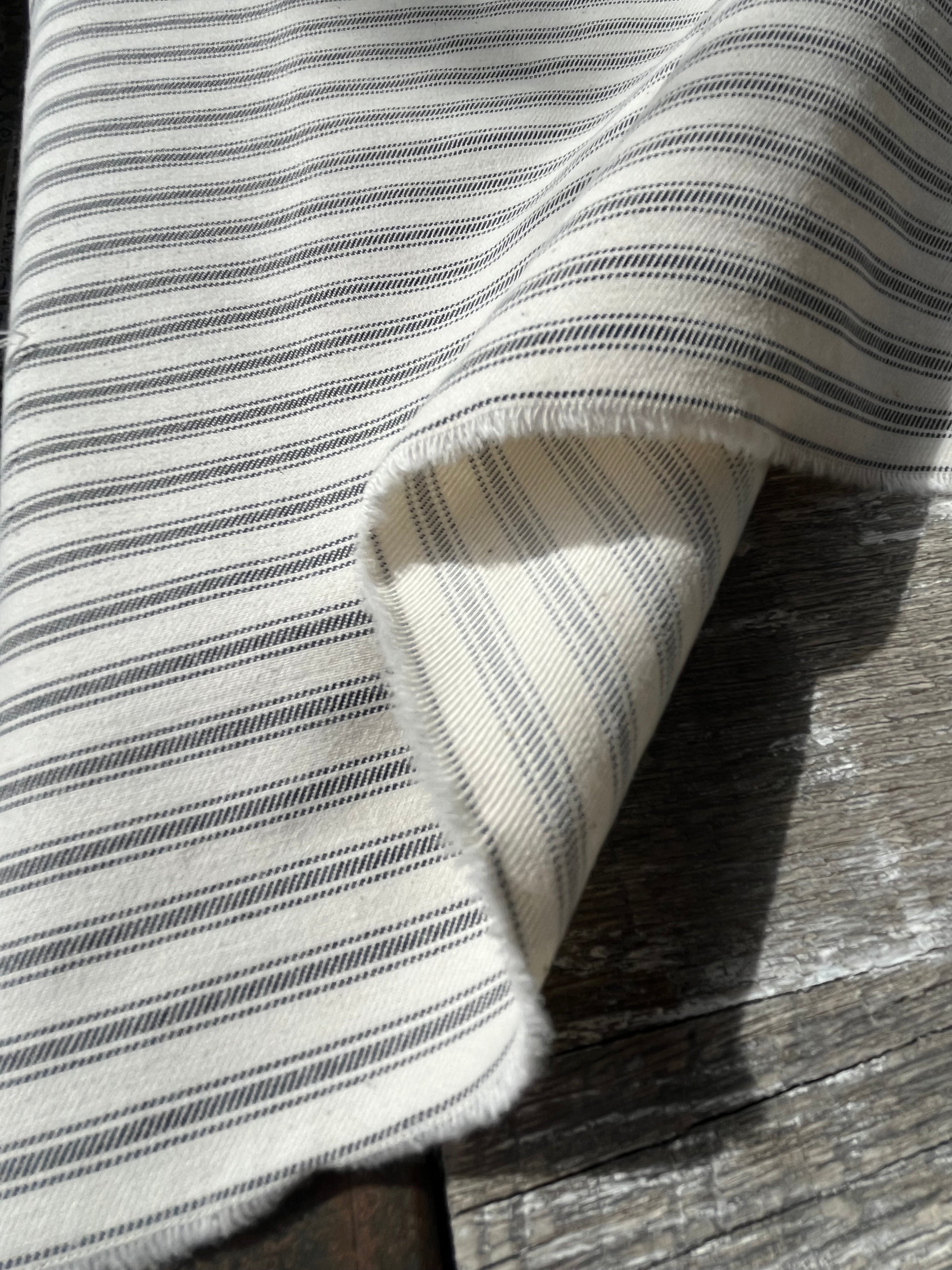 Ağır Ağırlık Yumuşatılmış Pamuklu Kumaş Metre 280/m2 - Döşemelik Çizgili Fransız Stili - Doğal Döşemelik Kumaşlar. %100 Pamuk - 150 cm Genişlik