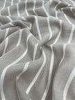 Gray- White Striped Linen Organic Cotton Blended Fabric By The Meter.