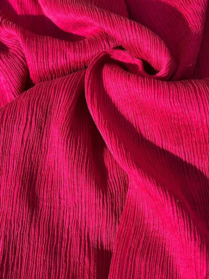 Fuchsia Pink Silk By The Yard, Natural Silk, Mulberry Silk, Crinkle Silk.