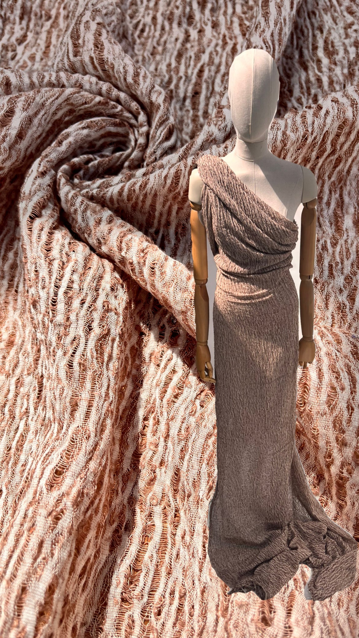 Brown Linen Fabric By The Yard Textured Handloom Semi-Sheer Natural Fabrics.