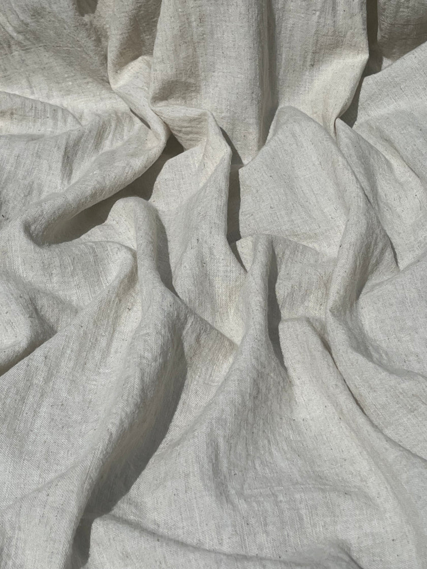 Nötr Ağartılmamış Keten Organik Pamuk Karışımlı Kumaş Metre Fiyatı, Genişlik 150 cm. %50 Keten %50 Pamuk, Softhand Fluid Keten Kumaş.