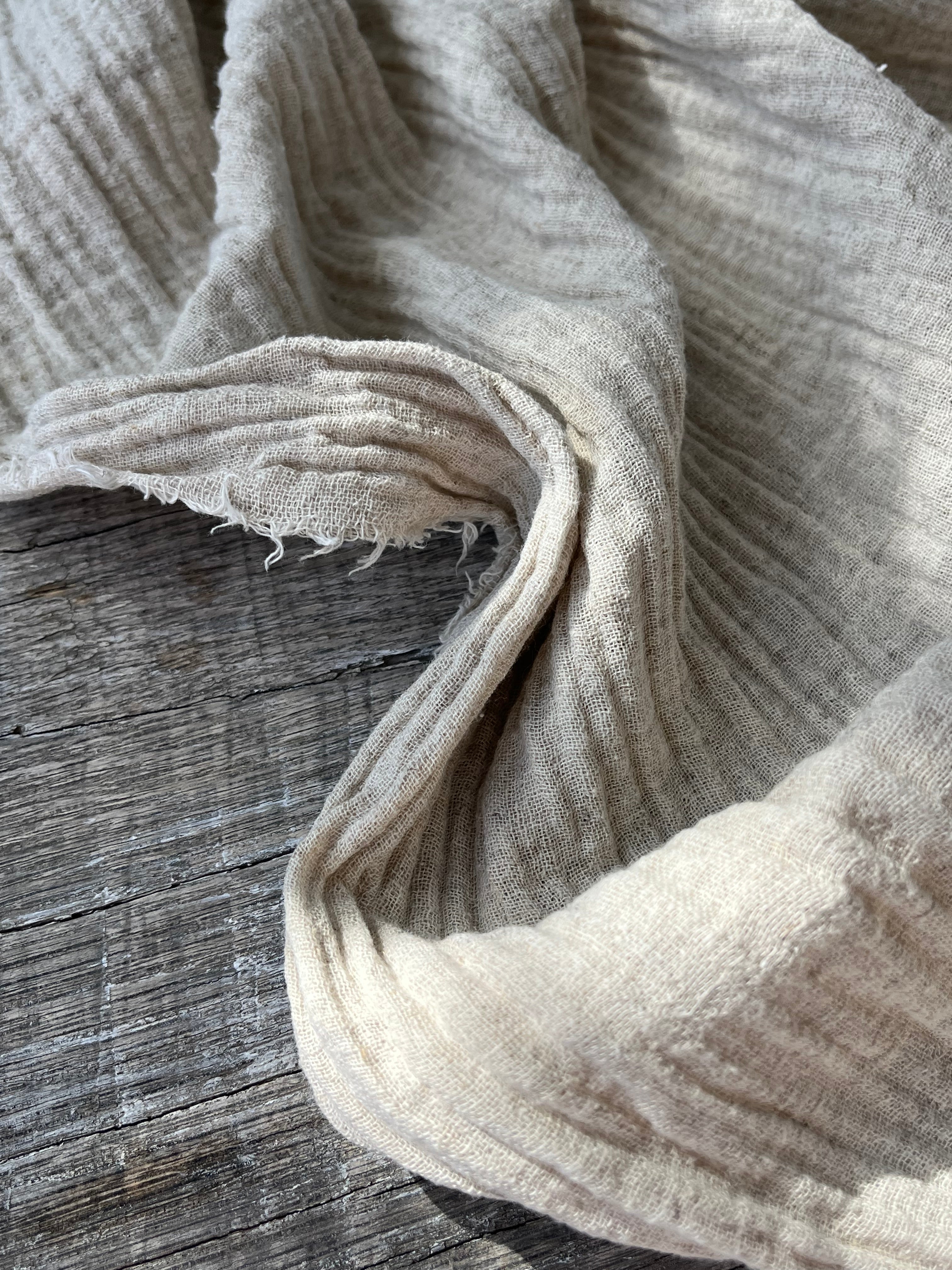 Keten Yarı Şeffaf Açık Dokuma Muslin Kumaş. - Organik Muslin Kumaş - Bebek Pamuklu Muslin - Metre ile 2 Katlı Tül Kumaş, 150 CM GENİŞLİK. Yenidoğan Battaniyesi.