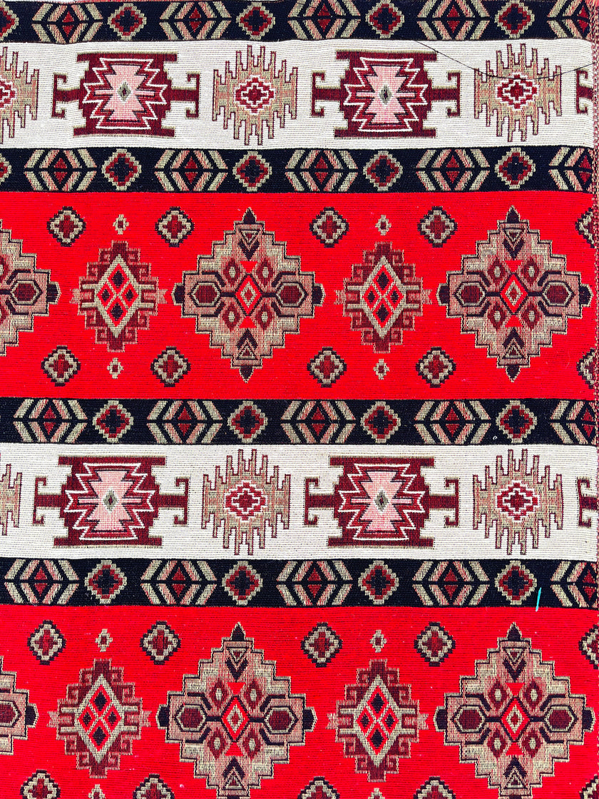 Tissu en coton jacquard épais lourd par cour 400/m2 - Rembourrage à motifs ethniques anatoliens traditionnels - Tissus d'ameublement. %70 Coton %30 Poly - 140 cm de largeur. Tissage de tapis.