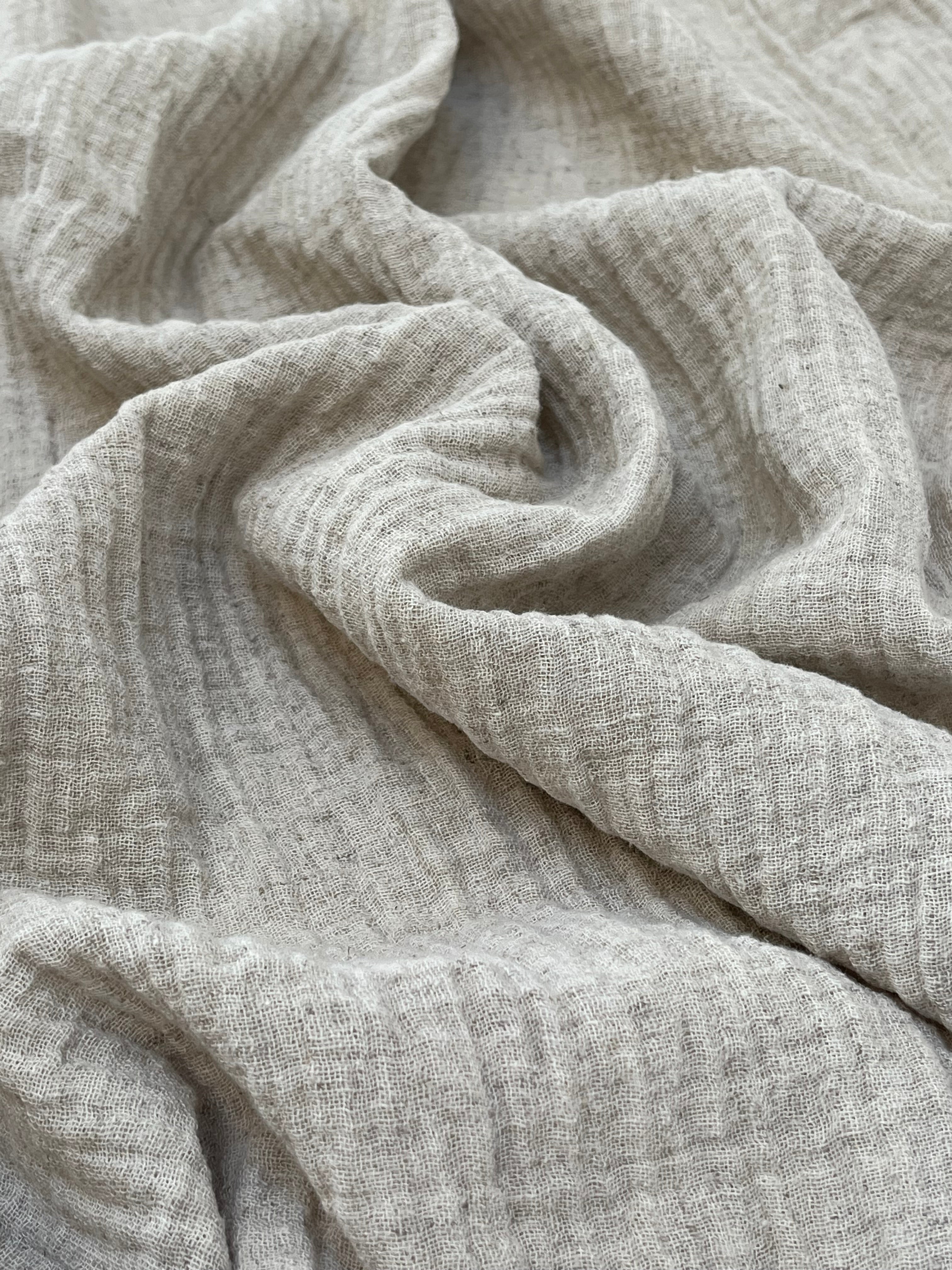 Keten Yarı Şeffaf Açık Dokuma Muslin Kumaş. - Organik Muslin Kumaş - Bebek Pamuklu Muslin - Metre ile 2 Katlı Tül Kumaş, 150 CM GENİŞLİK. Yenidoğan Battaniyesi.