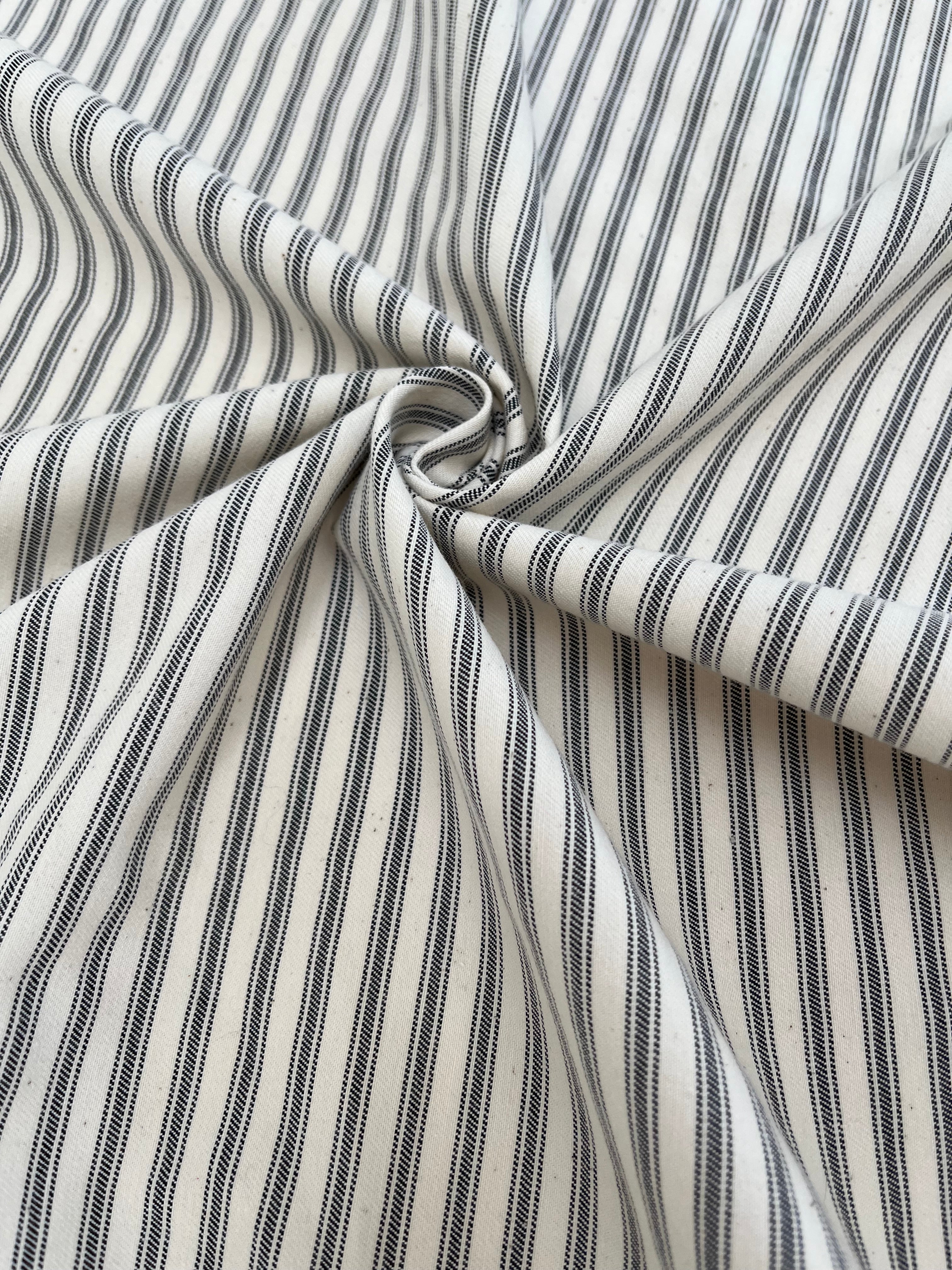 Ağır Ağırlık Yumuşatılmış Pamuklu Kumaş Metre 280/m2 - Döşemelik Çizgili Fransız Stili - Doğal Döşemelik Kumaşlar. %100 Pamuk - 150 cm Genişlik