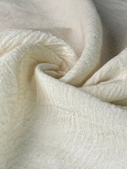 Tissu en coton biologique neutre non blanchi ivoire au mètre, tissu froissé, large largeur.