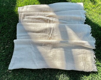 Metre ile Fildişi Ağartılmamış Nötr Organik Pamuklu Kumaş, Buruşuk Kumaş, Geniş En.