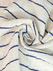 Navy - Black Striped Neutral Organic Cotton Fabric By The Meter.