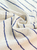 Navy - Black Striped Neutral Organic Cotton Fabric By The Meter.