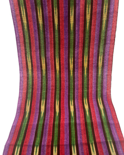 Purple Red Ikat Striped Silk Home Textile Interior Fabrics.