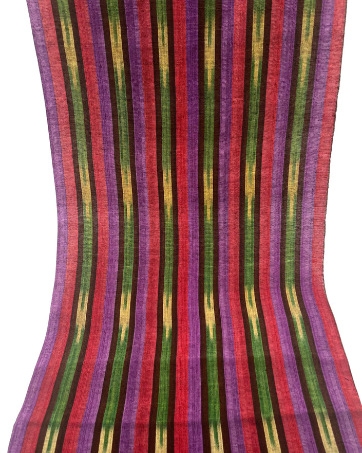 Purple Red Ikat Striped Silk Home Textile Interior Fabrics.