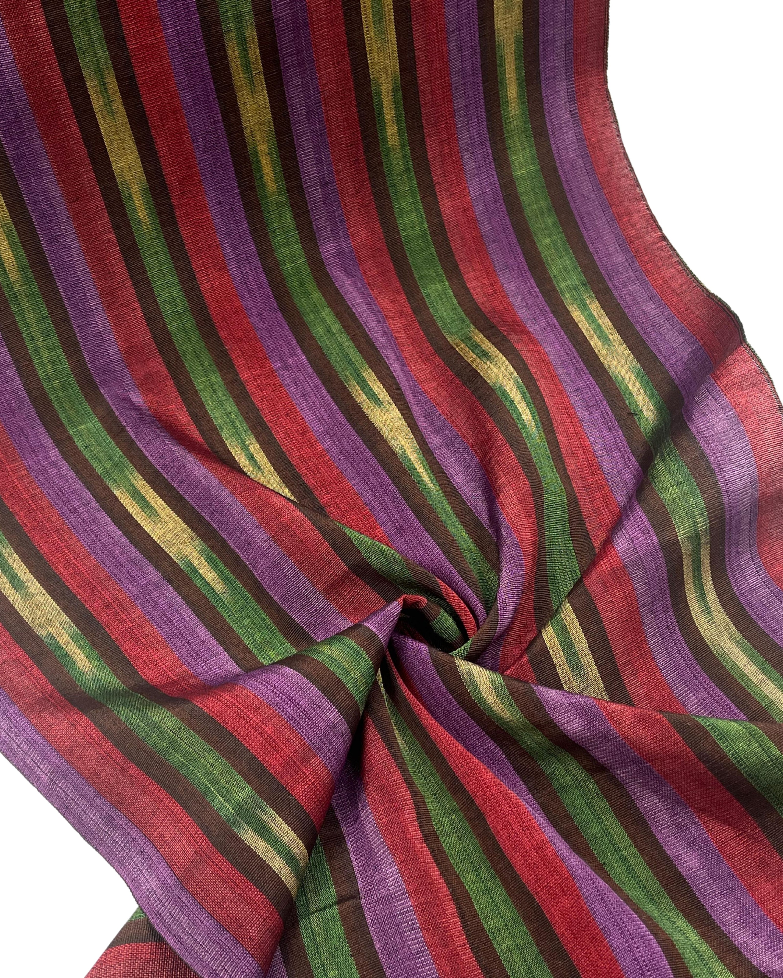 Purple Red Ikat Striped Silk Home Textile Interior Fabrics.