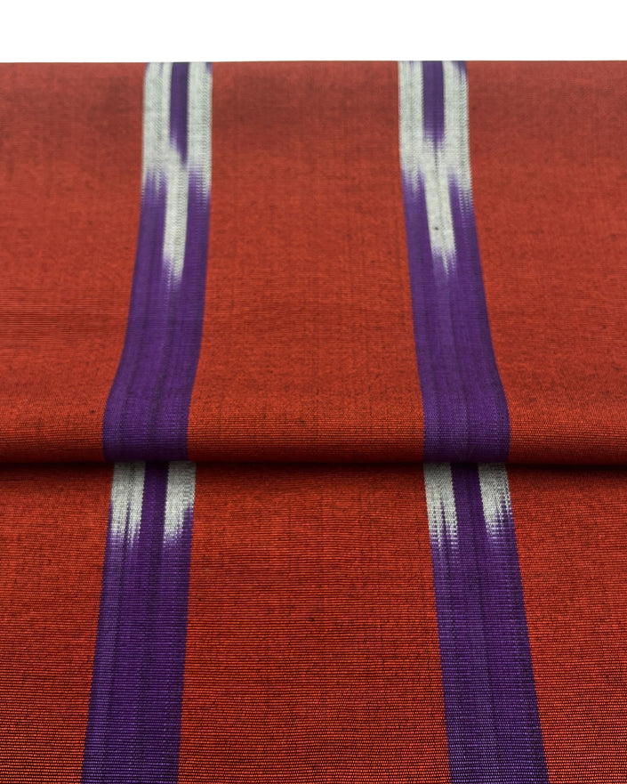 Purple Red Ikat Striped Silk Home Textile Interior Fabrics.
