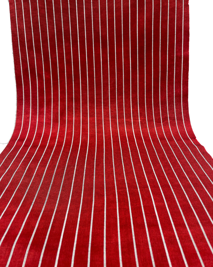 Osmanlı Başlıklı Kırmızı Gümüş Çizgili Lüks İpek Döşeme, Ev Tekstili İç Mekan Kumaşları: Yastık Kılıfları, Kimono Esintili Tasarımlar, İpek Şantung.