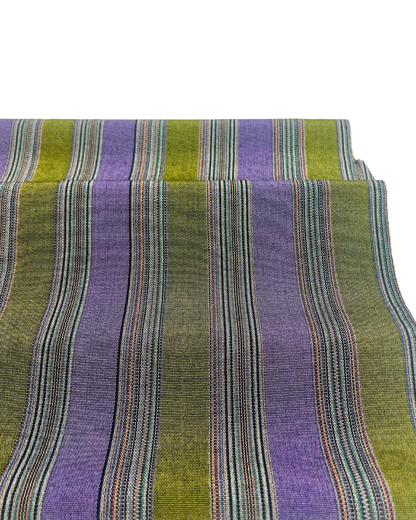 Mor Yeşil Çizgili Lüks İpek Döşeme Osmanlı Başlık, Ev Tekstili İç Mekan Kumaşları: Yastık Kılıfları, Kimono Esintili Tasarımlar, Saten İpek Şantung.