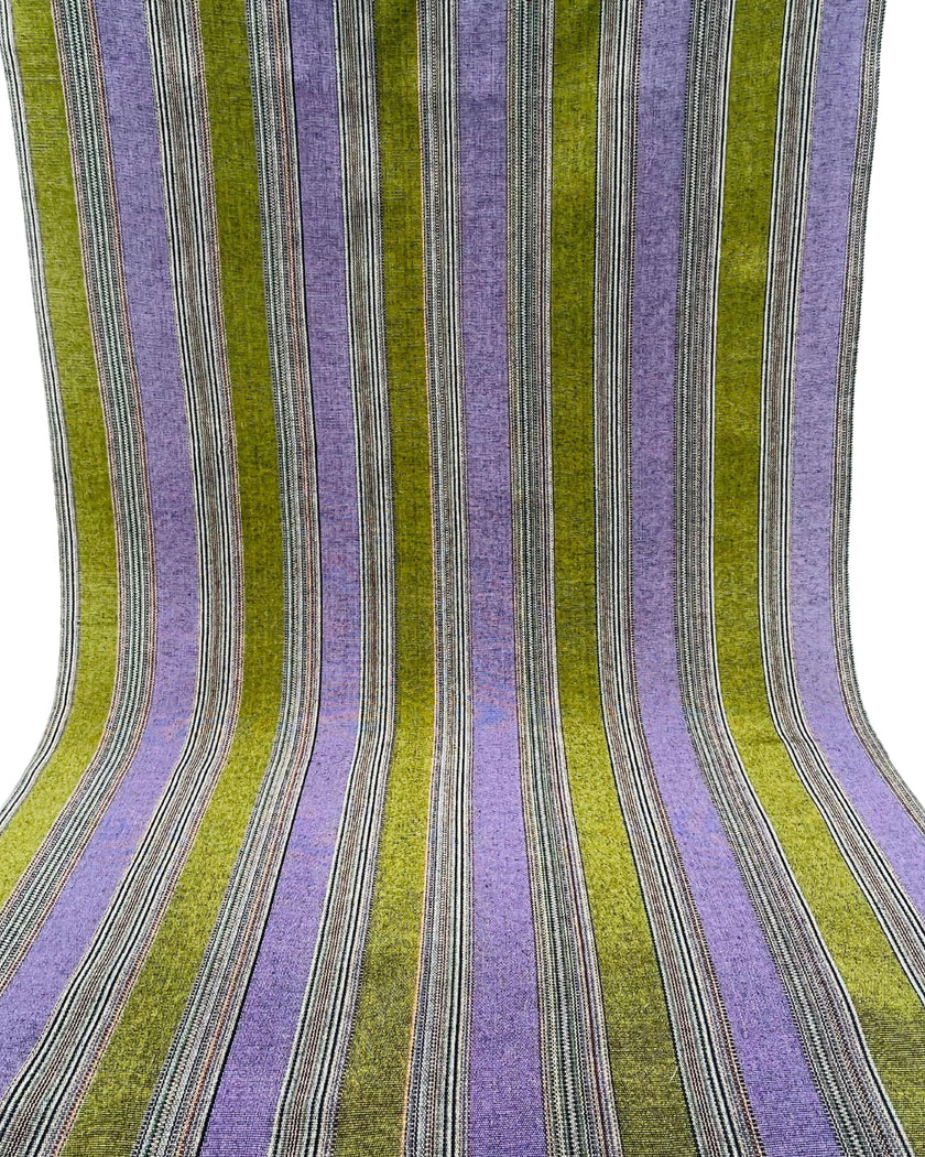 Mor Yeşil Çizgili Lüks İpek Döşeme Osmanlı Başlık, Ev Tekstili İç Mekan Kumaşları: Yastık Kılıfları, Kimono Esintili Tasarımlar, Saten İpek Şantung.