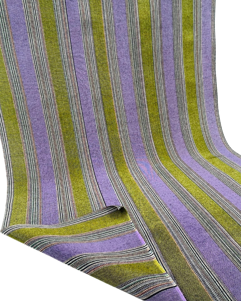 Mor Yeşil Çizgili Lüks İpek Döşeme Osmanlı Başlık, Ev Tekstili İç Mekan Kumaşları: Yastık Kılıfları, Kimono Esintili Tasarımlar, Saten İpek Şantung.