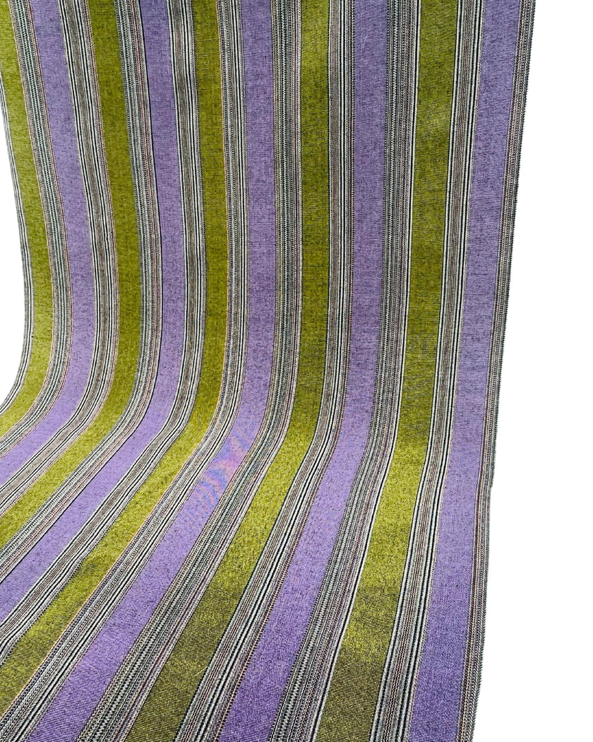 Mor Yeşil Çizgili Lüks İpek Döşeme Osmanlı Başlık, Ev Tekstili İç Mekan Kumaşları: Yastık Kılıfları, Kimono Esintili Tasarımlar, Saten İpek Şantung.