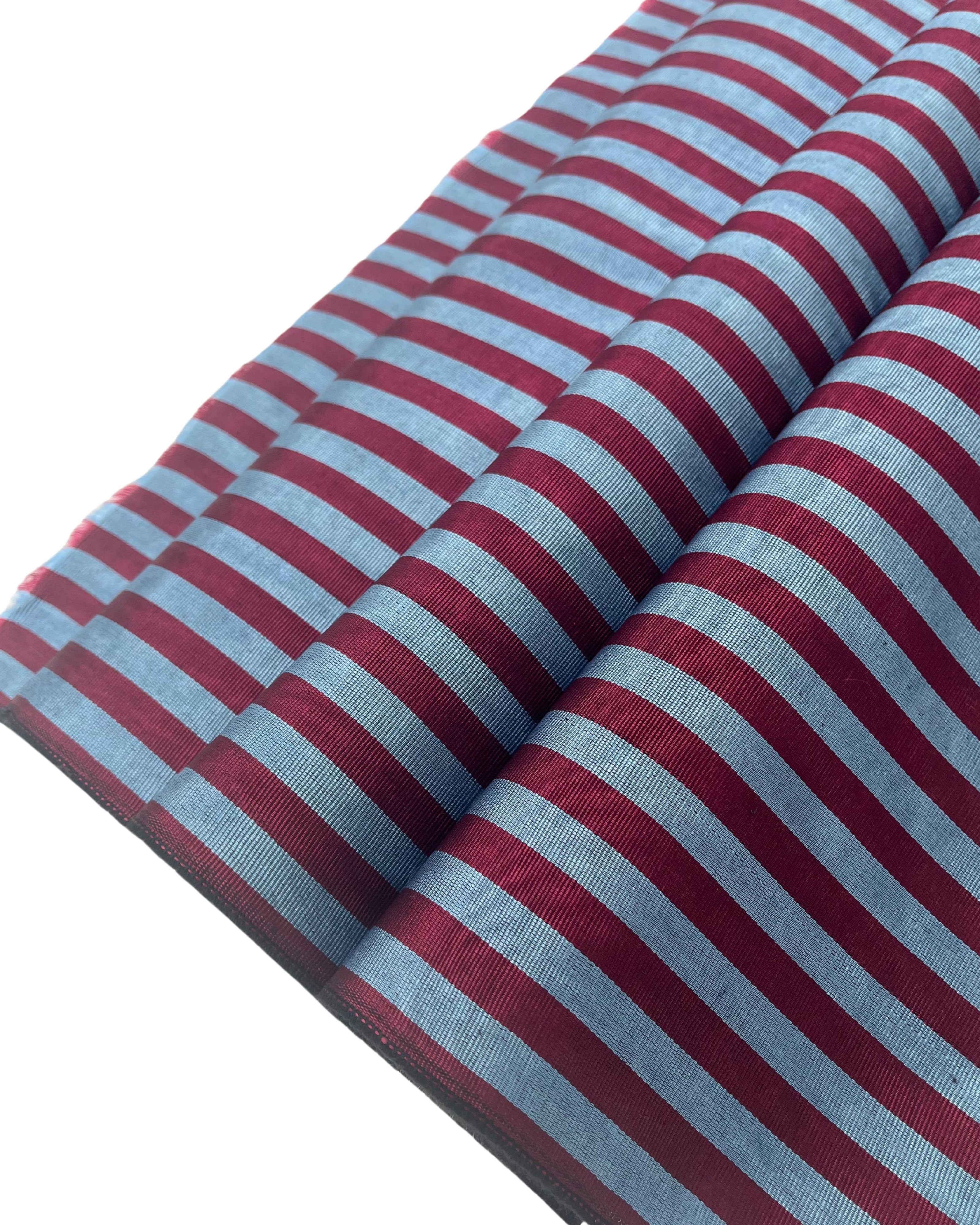 Blue Burgundy Striped Silk Home Textile Interior Fabric Moire.