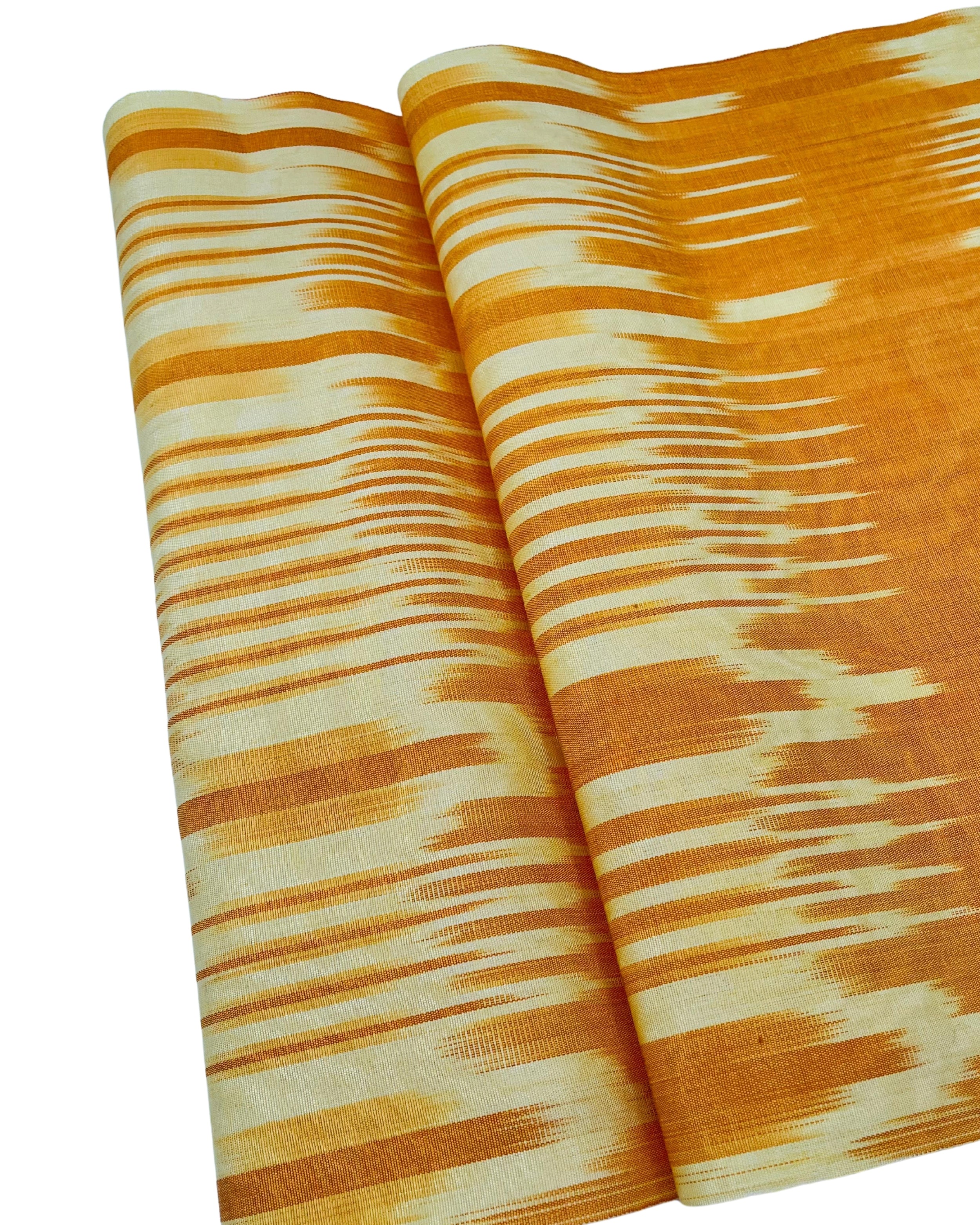 Ikat Yellow Striped Silk Home Textile Interior Fabrics Moire, Watermark Pattern.
