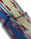 Blue Green Ikat Striped Silk Home Textile Interior Fabrics Moire.