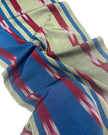 Blue Green Ikat Striped Silk Home Textile Interior Fabrics Moire.