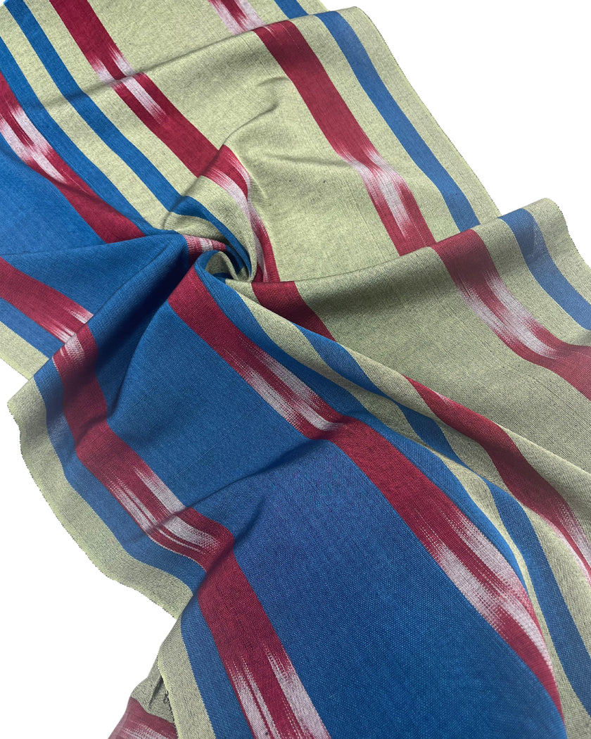 Osmanlı Başlık İçin Mavi Yeşil İkat Çizgili Lüks İpek Döşeme, Ev Tekstili İç Mekan Kumaşları: Yastık Kılıfları, Kimono Esintili Tasarımlar, İpek El Dokuma Kumaşlar, İpek Şantung