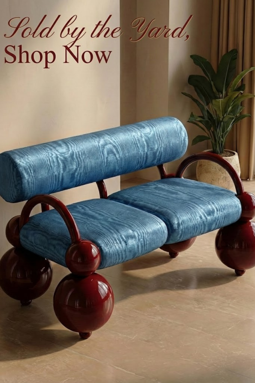 Tapisserie d'ameublement luxueuse en soie bleue pour tête de lit ottomane, tissus d'intérieur pour textiles de maison : housses d'oreiller, motifs inspirés du kimono, motifs en filigrane.