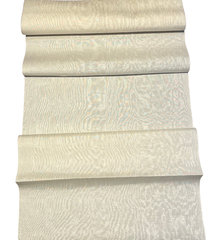 Ecru White Silk Moire For Home Textile Interior Fabrics, Watermark Pattern.