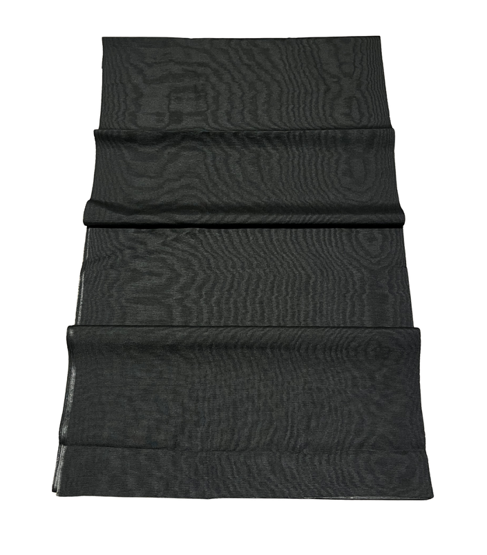 Black Silk Fabric, Moire Silk Fabric, Silk By The Yard. Watermark Pattern.