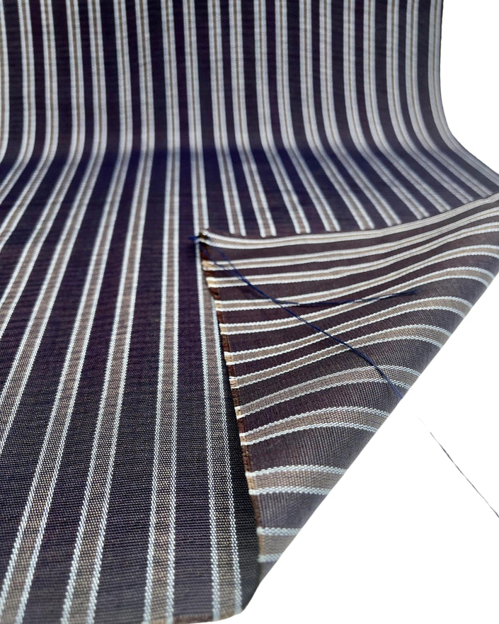 Navy Silver Stripes Silk Moire Home Textile Interior Fabrics Watermark Pattern.