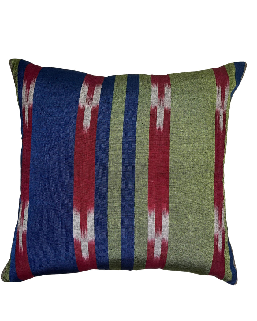 Osmanlı Başlık İçin Mavi Yeşil İkat Çizgili Lüks İpek Döşeme, Ev Tekstili İç Mekan Kumaşları: Yastık Kılıfları, Kimono Esintili Tasarımlar, İpek El Dokuma Kumaşlar, İpek Şantung