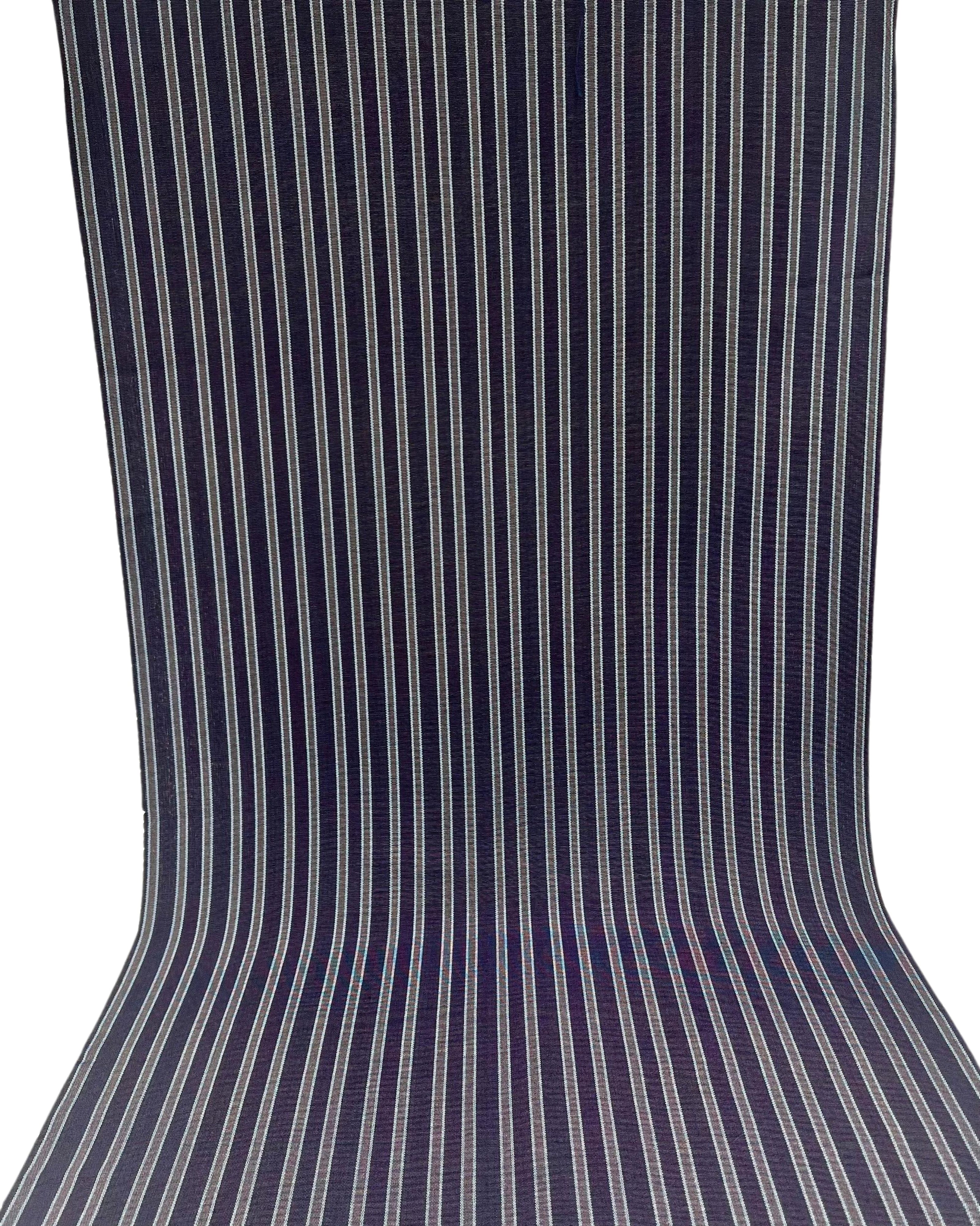 Navy Silver Stripes Silk Moire Home Textile Interior Fabrics Watermark Pattern.