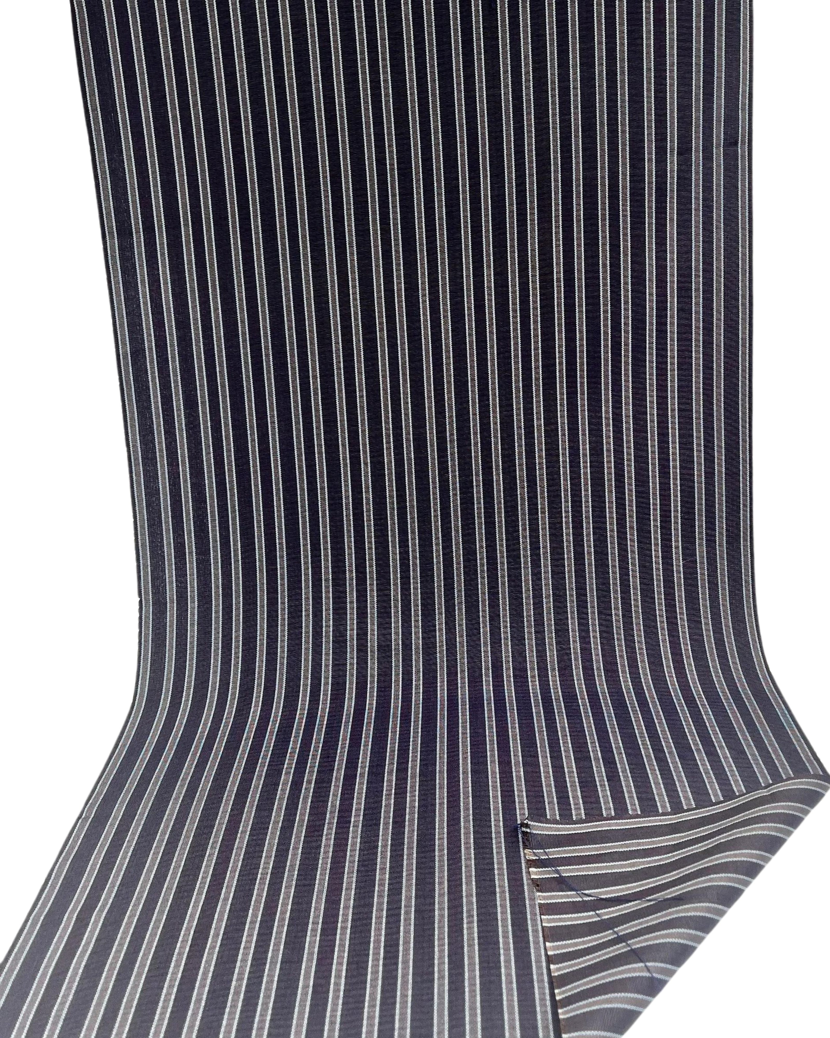 Navy Silver Stripes Silk Moire Home Textile Interior Fabrics Watermark Pattern.