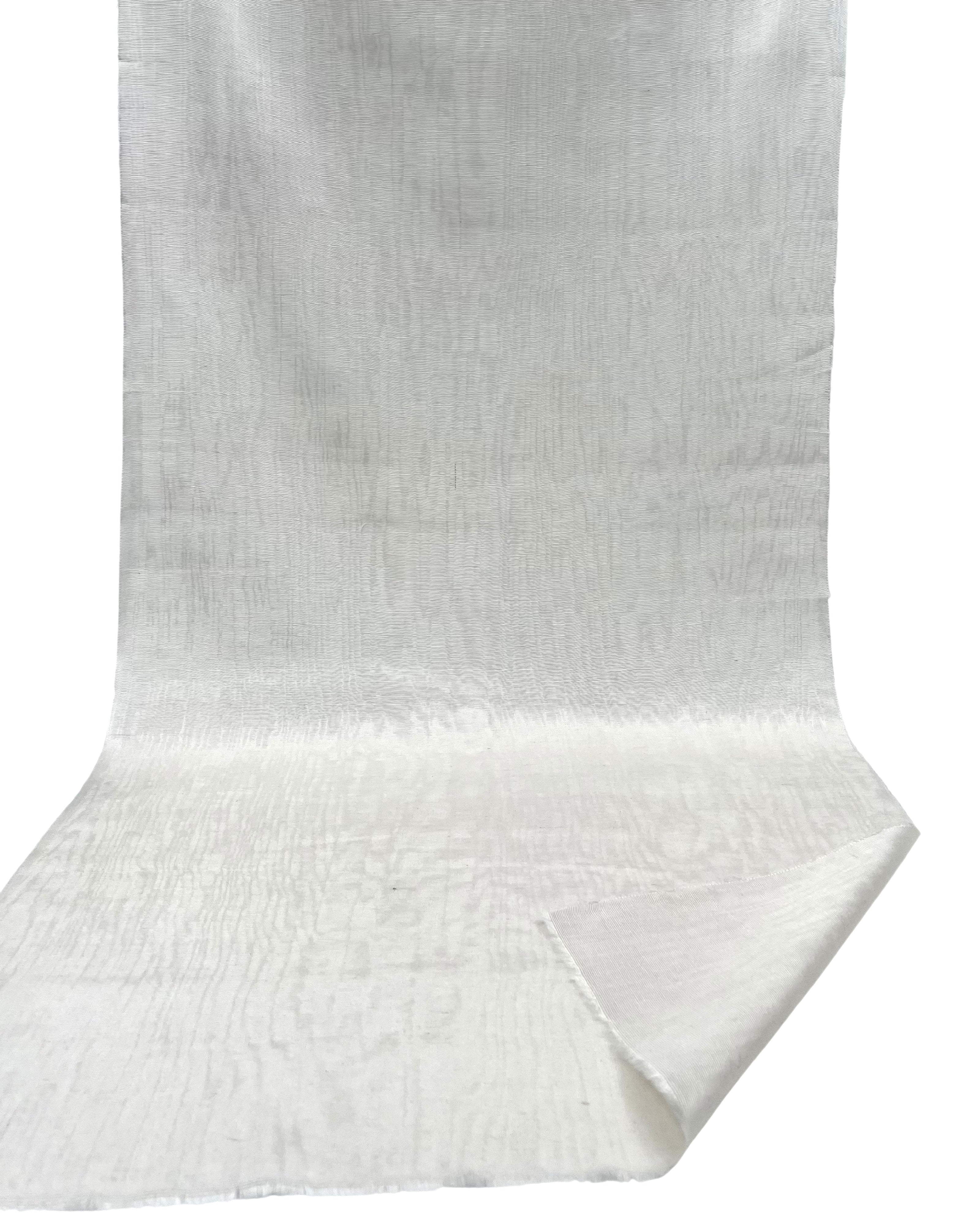 White Silk Fabric, Moire Silk Fabric, Silk By The Yard. Watermark Pattern./ Wide Width 78 cm.