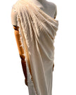 Ecru Cotton Linen Fabric By The Meter, Neutral Undyed Pin Stripes.