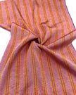 Pastel Pink Silk Moire Fabric, Watermark Pattern, Yellow Stripes.