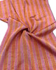 Pastel Pink Silk Moire Fabric, Watermark Pattern, Yellow Stripes.