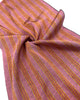 Pastel Pink Silk Moire Fabric, Watermark Pattern, Yellow Stripes.