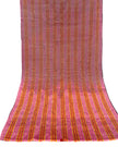 Pastel Pink Silk Moire Fabric, Watermark Pattern, Yellow Stripes.