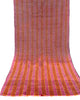Pastel Pink Silk Moire Fabric, Watermark Pattern, Yellow Stripes.