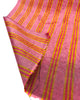 Pastel Pink Silk Moire Fabric, Watermark Pattern, Yellow Stripes.