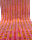 Pastel Pink Silk Moire Fabric, Watermark Pattern, Yellow Stripes.