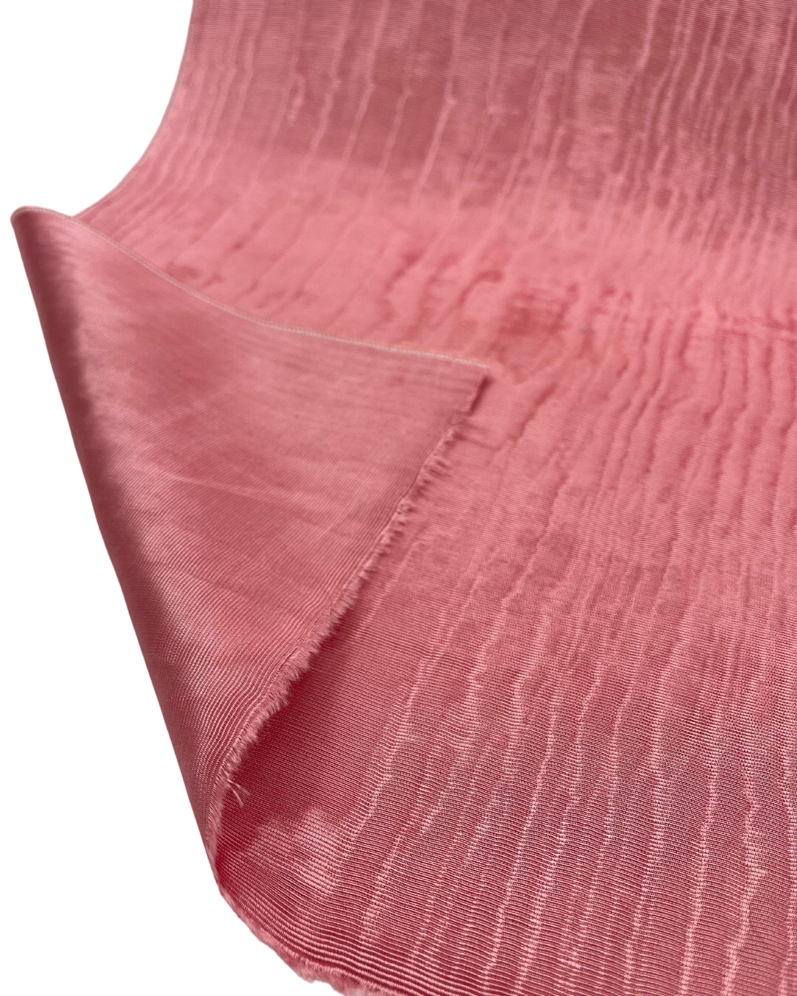 Pastel Pink Silk Moire Fabric, Watermark Pattern.