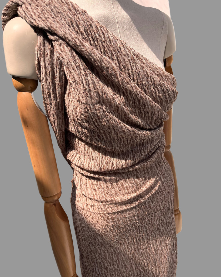 Metre Kare Kahverengi Keten Kumaş, Organik Pamuklu Kumaş, Dokulu El Dokuma Yarı Şeffaf Doğal Kumaşlar.