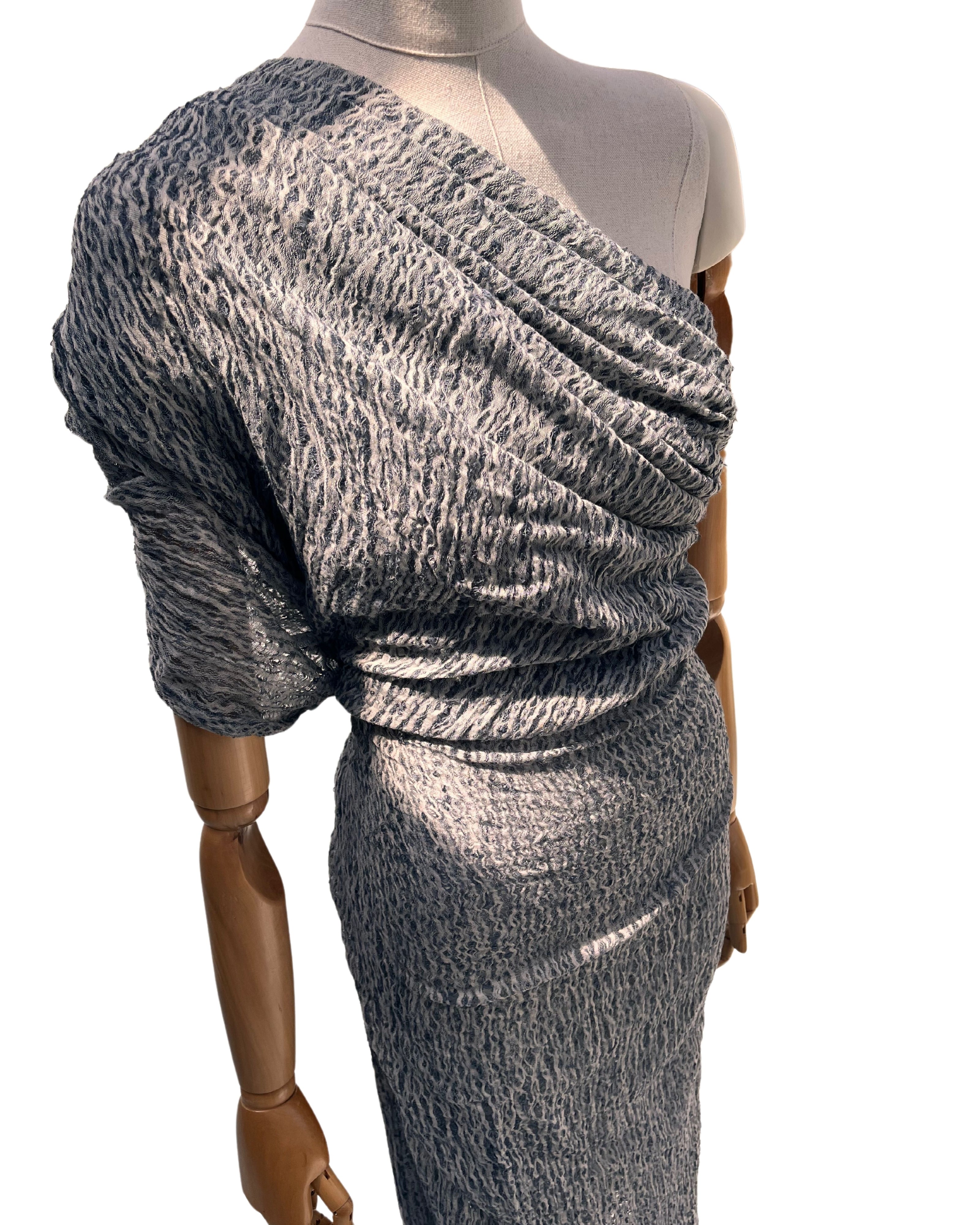 Bluish Gray Linen Fabric By The Yard Textured Handloom Semi-Sheer Natural Fabrics.