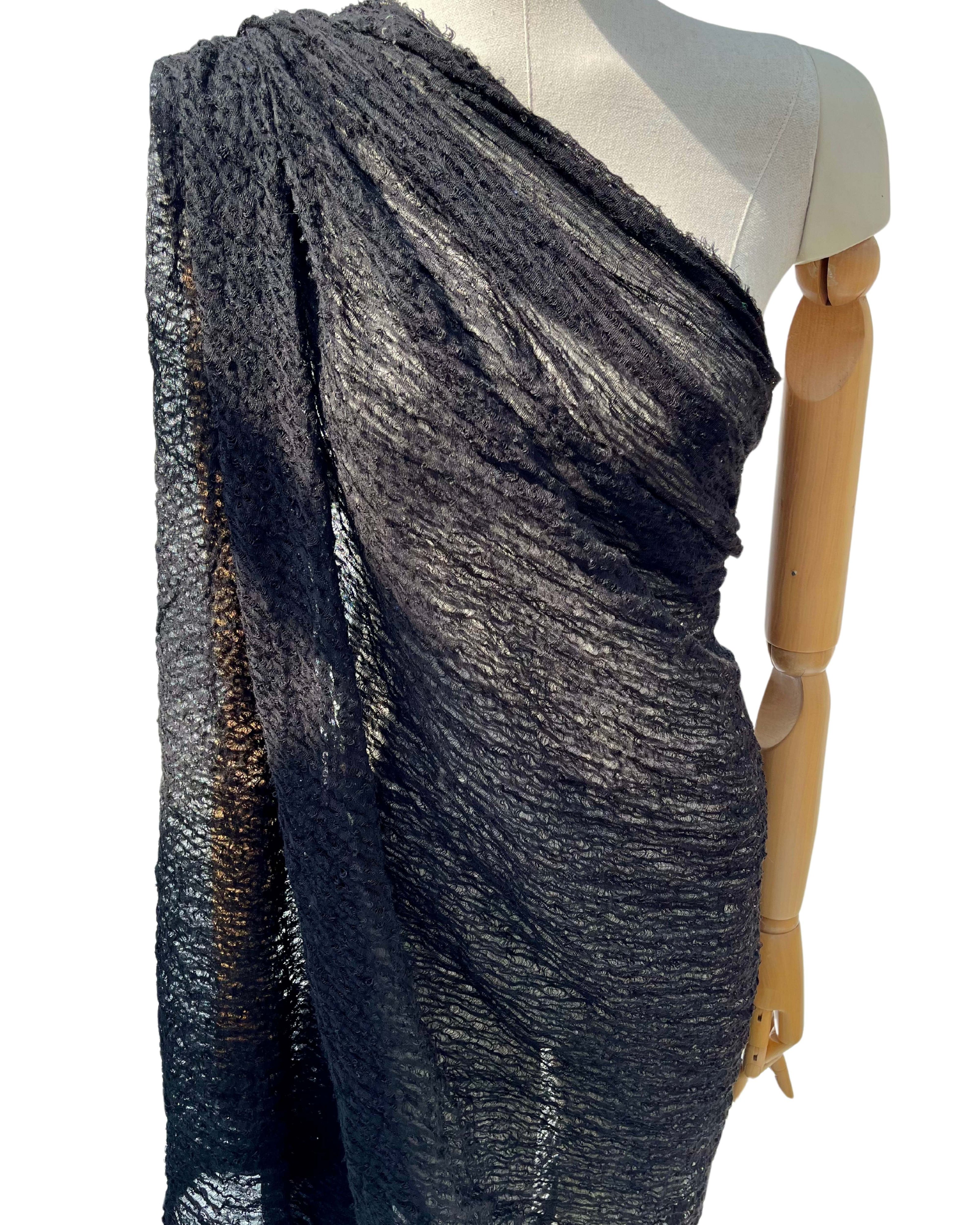 Black Textured Linen Fabric By The Yard Natural Fabrics.