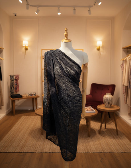 Black Textured Linen Fabric By The Yard Natural Fabrics.